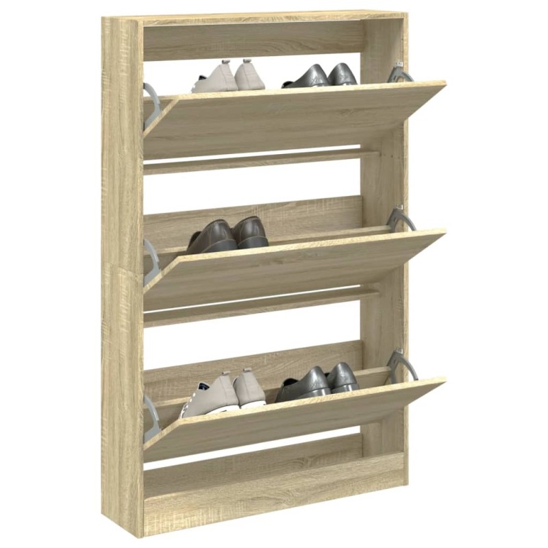 vidaXL Zapatero de madera de ingeniería roble Sonoma 80x21x125,5 cm vidaXL Zapatero de madera de ingeniería roble Sonoma 80x21x125,5 cm