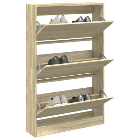 vidaXL Zapatero de madera de ingeniería roble Sonoma 80x21x125,5 cm