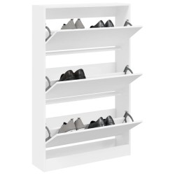 vidaXL Zapatero de madera de ingeniería blanco 80x21x125,5 cm