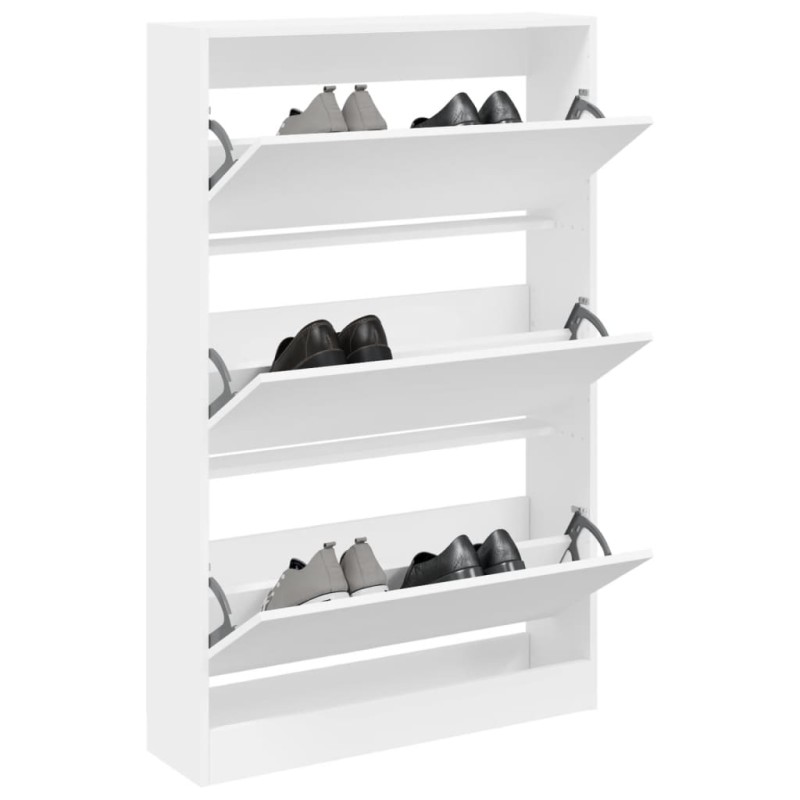 vidaXL Zapatero de madera de ingeniería blanco 80x21x125,5 cm vidaXL Zapatero de madera de ingeniería blanco 80x21x125,5 cm