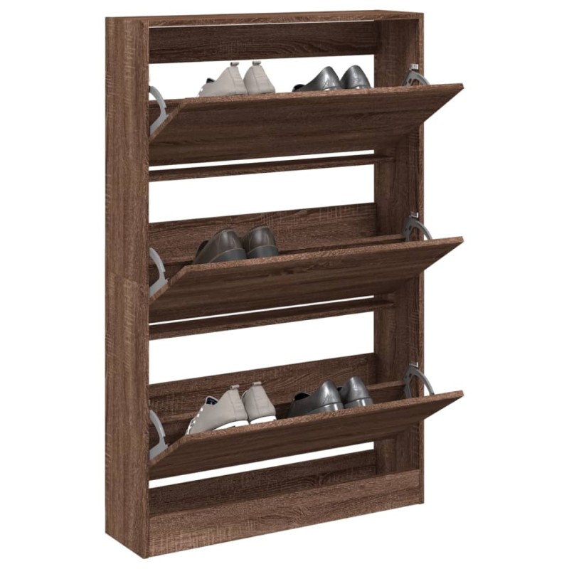 vidaXL Zapatero de madera de ingeniería marrón roble 80x21x125,5 cm vidaXL Zapatero de madera de ingeniería marrón roble 80x21x125,5 cm