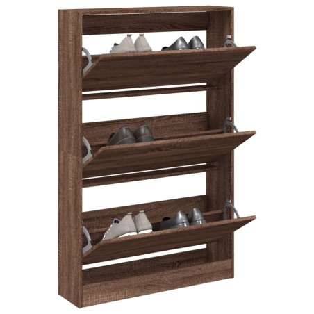 vidaXL Zapatero de madera de ingeniería marrón roble 80x21x125,5 cm