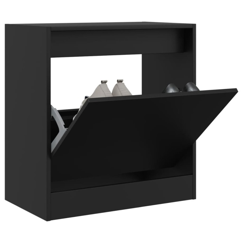 vidaXL Zapatero de madera de ingeniería negro 60x34x63,5 cm vidaXL Zapatero de madera de ingeniería negro 60x34x63,5 cm