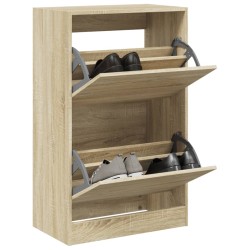 vidaXL Zapatero de madera de ingeniería roble Sonoma 60x34x96,5 cm