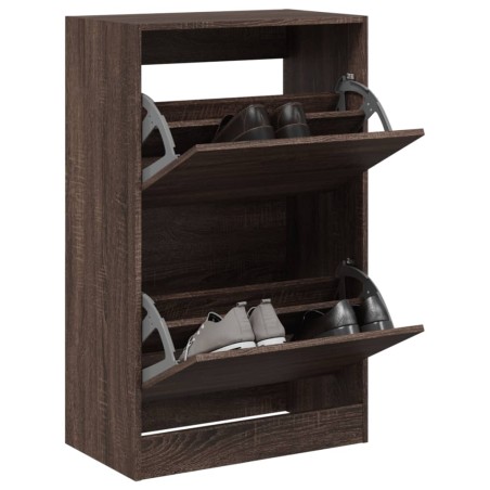 vidaXL Zapatero de madera de ingeniería marrón roble 60x34x96,5 cm