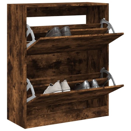 vidaXL Zapatero de madera de ingeniería roble ahumado 80x34x96,5 cm