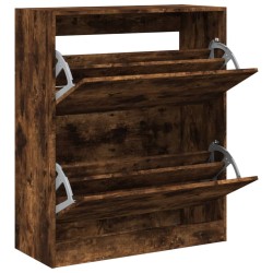 vidaXL Zapatero de madera de ingeniería roble ahumado 80x34x96,5 cm