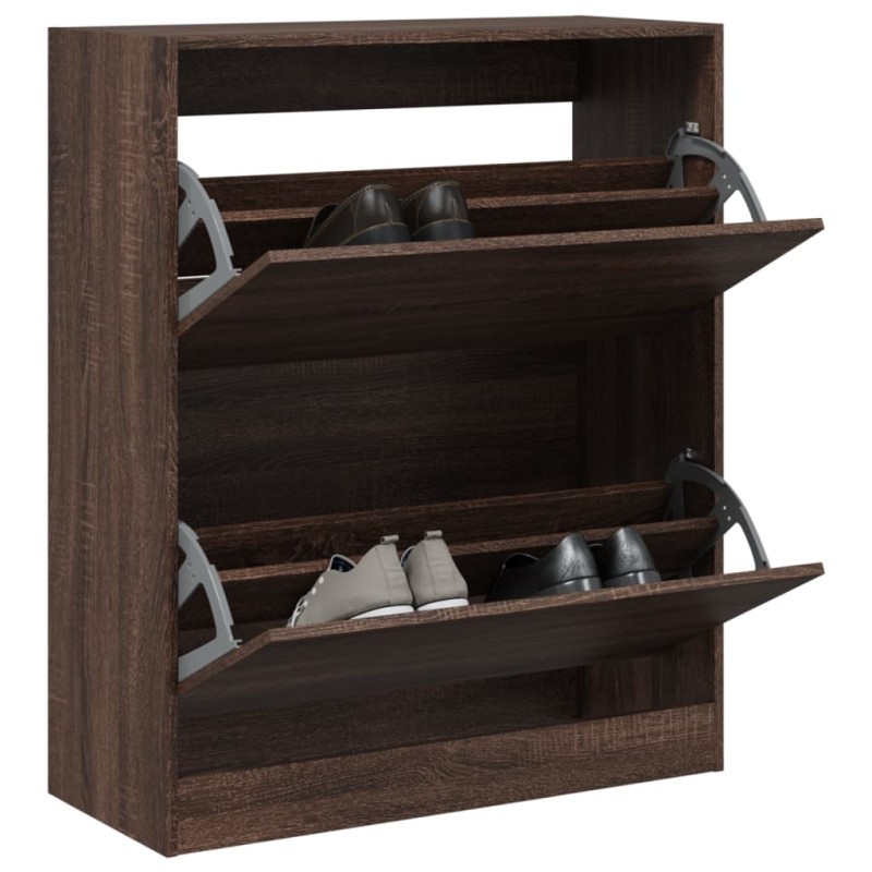 vidaXL Zapatero de madera de ingeniería marrón roble 80x34x96,5 cm vidaXL Zapatero de madera de ingeniería marrón roble 80x34x96,5 cm