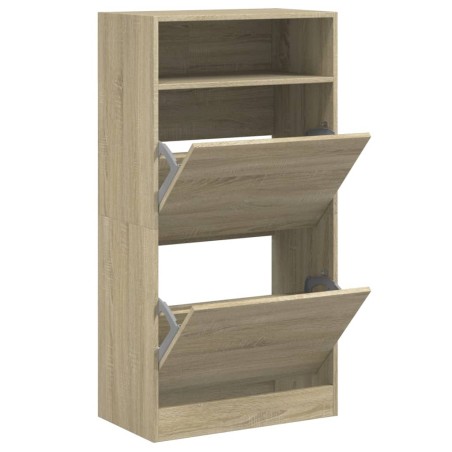 vidaXL Zapatero de madera de ingeniería roble Sonoma 60x34x116 cm