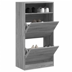 vidaXL Zapatero de madera de ingeniería gris Sonoma 60x34x116 cm