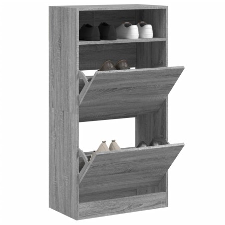 vidaXL Zapatero de madera de ingeniería gris Sonoma 60x34x116 cm