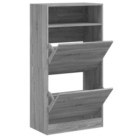 vidaXL Zapatero de madera de ingeniería gris Sonoma 60x34x116 cm