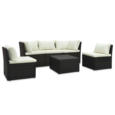 vidaXL Set de muebles de jardín 4 pzas y cojines ratán sintético marrón
