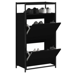vidaXL Zapatero de madera de ingeniería negro 60x34x112 cm