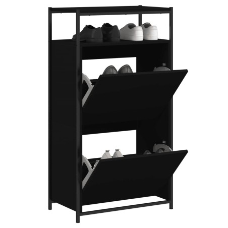 vidaXL Zapatero de madera de ingeniería negro 60x34x112 cm