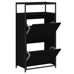 vidaXL Zapatero de madera de ingeniería negro 60x34x112 cm