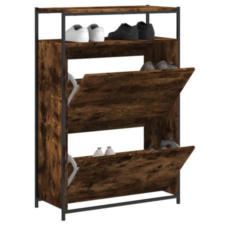 vidaXL Zapatero de madera contrachapada roble ahumado 75x34x112 cm