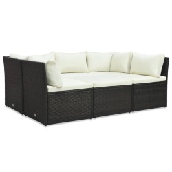 vidaXL Set de muebles de jardín 4 pzas y cojines ratán sintético marrón