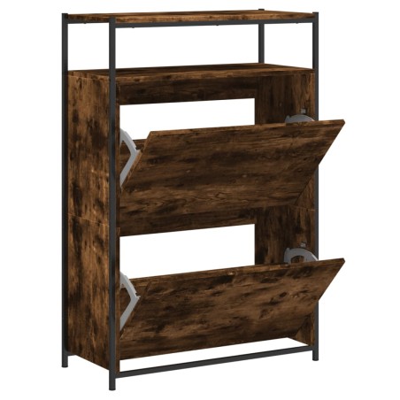 vidaXL Zapatero de madera contrachapada roble ahumado 75x34x112 cm