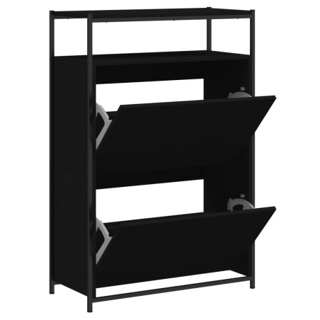 vidaXL Zapatero de madera de ingeniería negro 75x34x112 cm