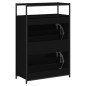 vidaXL Zapatero de madera de ingeniería negro 75x34x112 cm