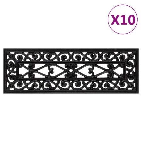 vidaXL Alfombrillas de escalera de goma 10 uds goma 25x75 cm