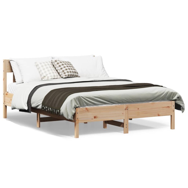 vidaXL Estructura de cama con cabecero madera maciza pino 120x190 cm vidaXL Estructura de cama con cabecero madera maciza pino 120x190 cm