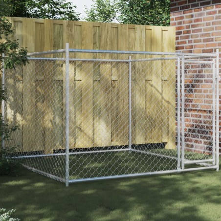 vidaXL Jaula de perros con puerta acero galvanizado gris 2x2x1,5 m