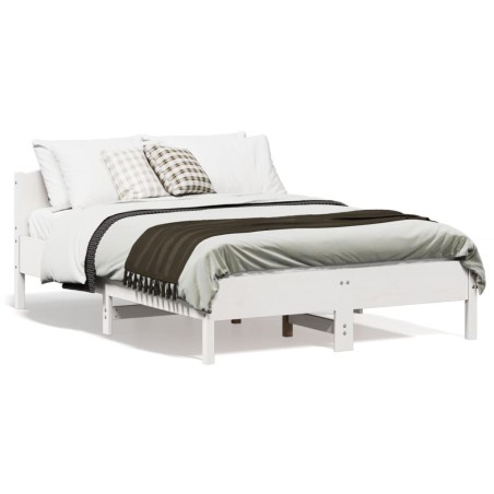 vidaXL Estructura de cama con cabecero madera pino blanco 135x190 cm