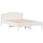 vidaXL Estructura de cama con cabecero madera pino blanco 135x190 cm