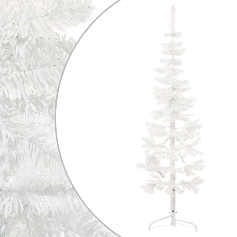 vidaXL Medio árbol de Navidad artificial con soporte blanco 120 cm vidaXL Medio árbol de Navidad artificial con soporte blanco 120 cm