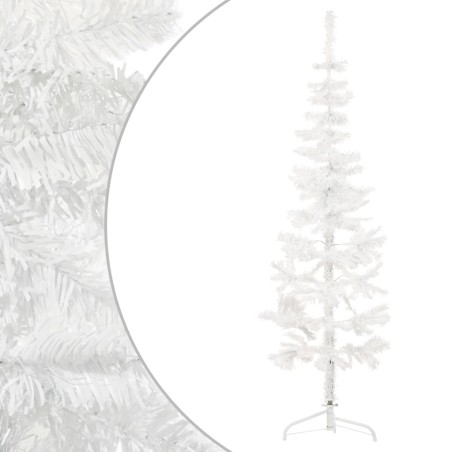 vidaXL Medio árbol de Navidad artificial con soporte blanco 120 cm