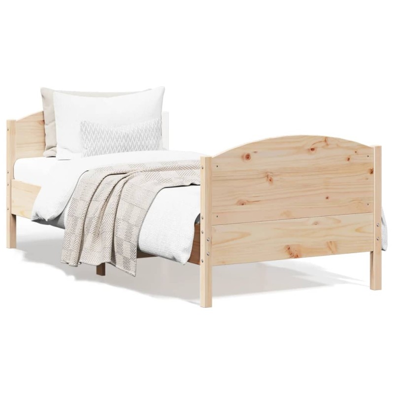 vidaXL Estructura de cama con cabecero madera maciza pino 75x190 cm vidaXL Estructura de cama con cabecero madera maciza pino 75x190 cm
