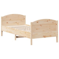 vidaXL Estructura de cama con cabecero madera maciza pino 75x190 cm