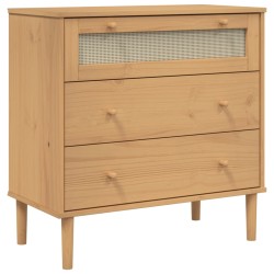 vidaXL Cómoda SENJA aspecto ratán madera maciza pino marrón 80x40x80cm