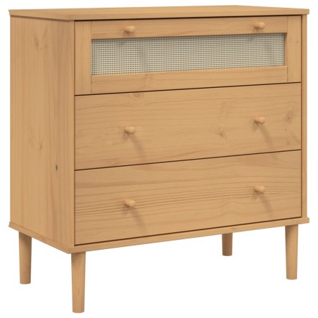 vidaXL Cómoda SENJA aspecto ratán madera maciza pino marrón 80x40x80cm