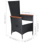 vidaXL Set comedor de jardín 9 piezas y cojines ratán sintético negro  