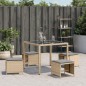 vidaXL Taburetes jardín cojines 4 uds ratán PE beige mezcla 41x41x36cm
