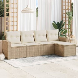 vidaXL Juego de sofás jardín con cojines 5 pzas ratán sintético beige