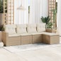 vidaXL Juego de sofás jardín con cojines 5 pzas ratán sintético beige vidaXL Juego de sofás jardín con cojines 5 pzas ratán sintético beige