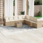 vidaXL Juego de sofás jardín con cojines beige 10 pzas ratán sintético vidaXL Juego de sofás jardín con cojines beige 10 pzas ratán sintético