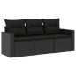 vidaXL Set de sofás de jardín con cojines 3 pzas ratán sintético negro vidaXL Set de sofás de jardín con cojines 3 pzas ratán sintético negro