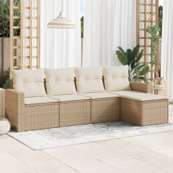 vidaXL Juego de sofás jardín con cojines 5 pzas ratán sintético beige