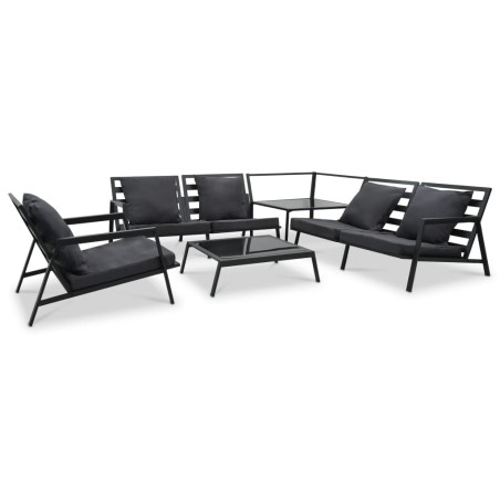 vidaXL Muebles de jardín 5 pzas y cojines de aluminio gris oscuro