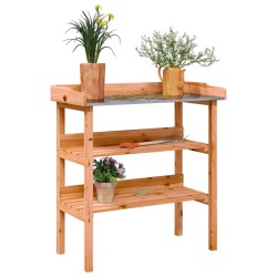 vidaXL Mesa para plantas con estantes madera abeto marrón 78x38x82,5cm