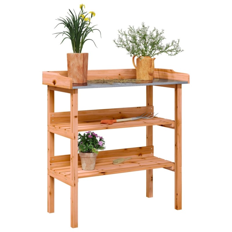 vidaXL Mesa para plantas con estantes madera abeto marrón 78x38x82,5cm vidaXL Mesa para plantas con estantes madera abeto marrón 78x38x82,5cm
