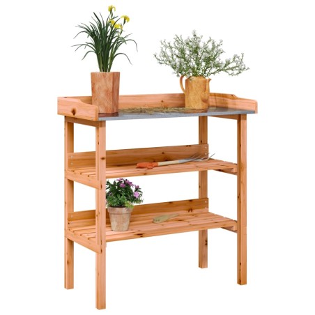 vidaXL Mesa para plantas con estantes madera abeto marrón 78x38x82,5cm