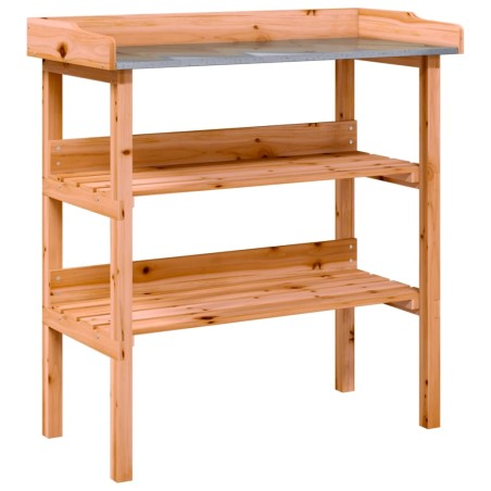 vidaXL Mesa para plantas con estantes madera abeto marrón 78x38x82,5cm