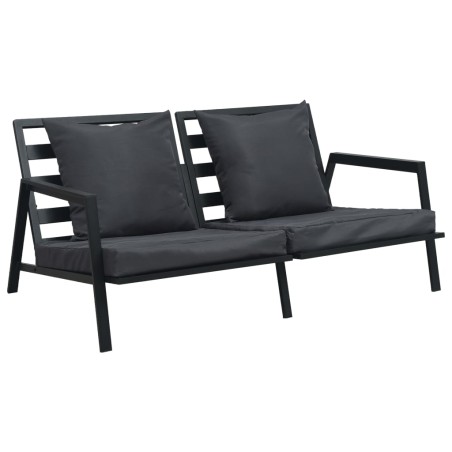 vidaXL Muebles de jardín 5 pzas y cojines de aluminio gris oscuro