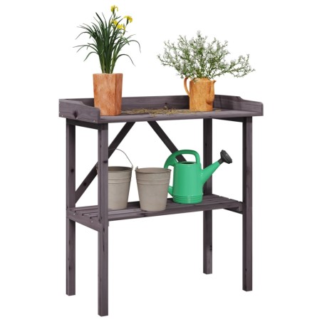 vidaXL Mesa para plantas con estante madera abeto gris 78x38x82,5 cm